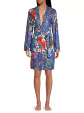 Johnny Was Sunrise Blue Sleep Wear Floral Robe Night Cotton Lounge Flower XL NEW