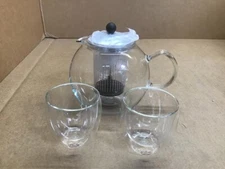 Bodum Assam Set with Double Wall Glasses Tea Press, 51 oz, Chrome
