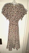 Max Studio Floral Ruffle Crepe Hi-Low Wrap Midi Dress Size L