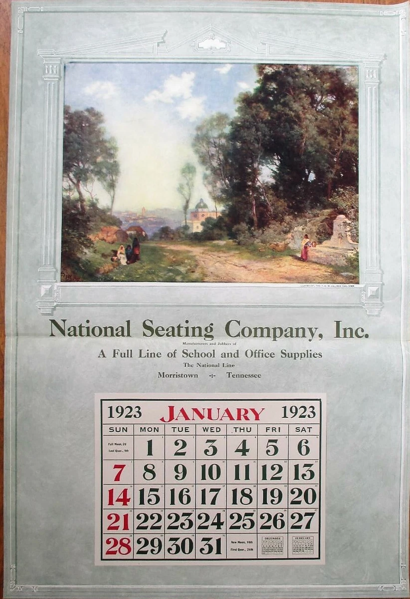Morristown, TN 1923 Advertising Calendar/19x28 Poster: School & Office  Supply | eBay