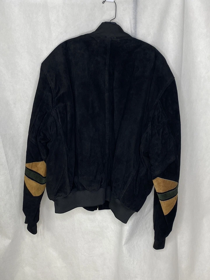 NUEVO CON ETIQUETAS Chaqueta con Parche de Cuero The Pierce Arrow Para Hombre Negro Tostado Verde Cuero Talla 2x Foto 2 de 4