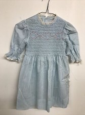 Vintage Blue Flower Long Sleeve Girl's Dress Winnie-The-Pooh Collection - 6x