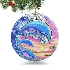 Dolphin 2024 Beach Christmas Ornaments - Hanging Keepsake Gifts for Home  Ou...
