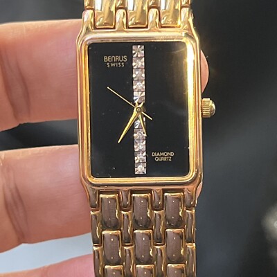 Montre Vintage Benrus Plaqué Or Années 50 - Diamants & Rubis, Mouvement Mécanique Suisse, Révisée