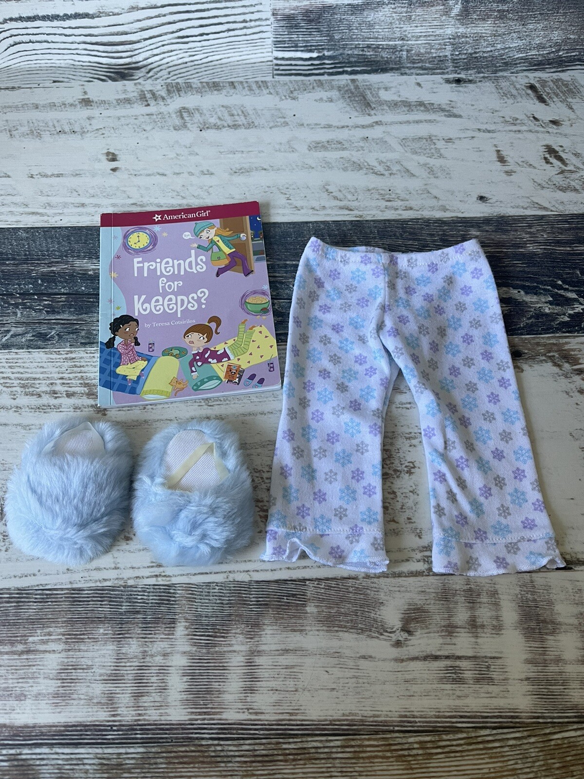 SAOLA American Girl Doll Just Like You SNUGGLY SNOW PJ Pantaloni pantofole e solo libro