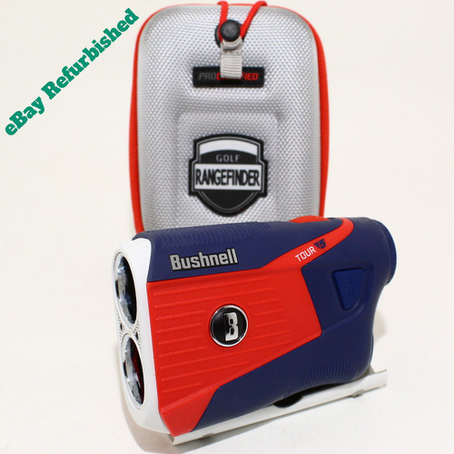 Excellent Bushnell Tour V5 Golf Rangefinder Red White & Blue w/ Case (Non Slope)