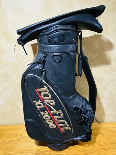 Vintage Floor Model Top Flite XL 2000 Staff Golf Bag.  Black/Gold/Ref 6 Way.