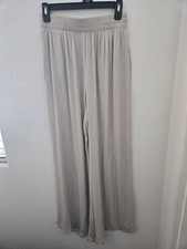Zara Women s Beige Solid Wide Leg Pants, Elastic Waist, Size XSmall