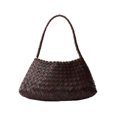 Dragon Diffusion Rosanna Woven Leather Shoulder Bag Dark Brown 8943