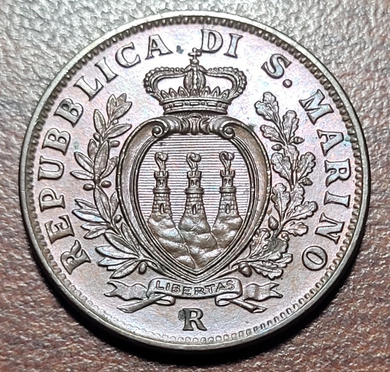 SAN MARINO 1937-R 10 Centesimi KM 13 Lt Brown BU UNC Some Red Uncirculated Coin