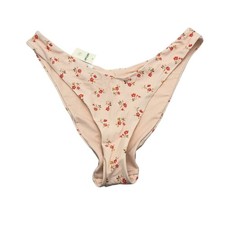 NWT Aerie Women's Floral Print High Cut Cheeky Bikini Swim Bottom Pink Size M