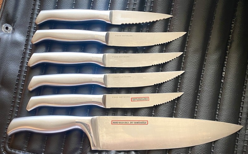 SET OF 6 FOOD NETWORK STAILESS STEEL UTILITY CHEF/KITCHEN KNIFES NEW OPEN BOX •