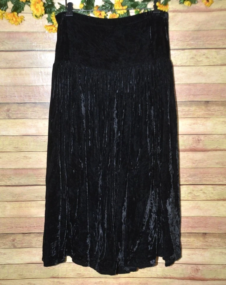 复古 Double D Ranch 黑色天鹅绒分层长裙 S 码西部 — 第 2/4 张图片