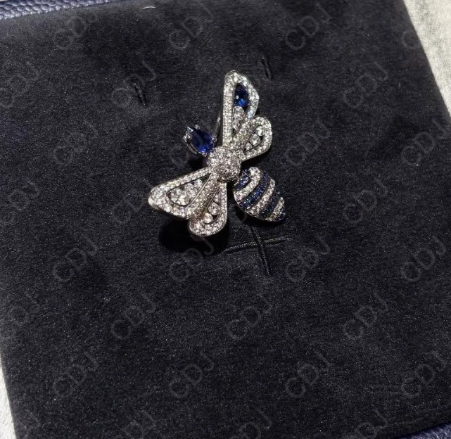 Broche Mariposa Zafiro Azul Creado en Laboratorio Regalo Sorpresa 4 Him Joyería 925 SS Foto 3 de 4