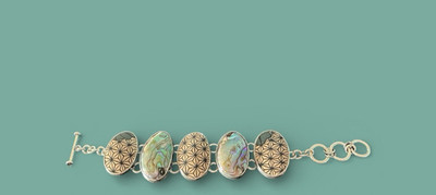 Mata Ortiz Shard Abalone Shell Bracelet Sterling Silver Agustin Torres Jewelry