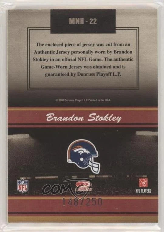 2008 Donruss Classics Monday Night Heroes Jerseys /250 Brandon Stokley #MNH-22 - Image 2 of 2