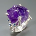 Jewellery 14 ct+ Natural Amethyst Ring 925 Sterling Silver Size 7 /R439719