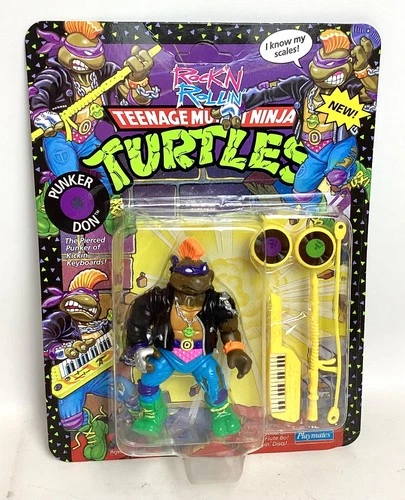 NIB Vintage 1991 Teenage Mutant Ninja Turtles Rock 'N Rollin Punker Don Figure
