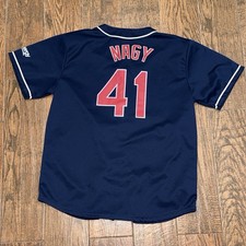 Cleveland Indians Mens SGA Charles Nagy Throwback Baseball MLB Jersey Size. XL