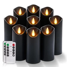 Black Flameless Candles Halloween Candles Battery Operated Candles LED Pillar...