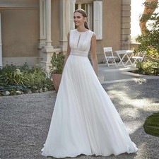 Elegant A-Line Wedding Dresses Scoop Neck Sleeveless Lace Appliques Bridal Gowns