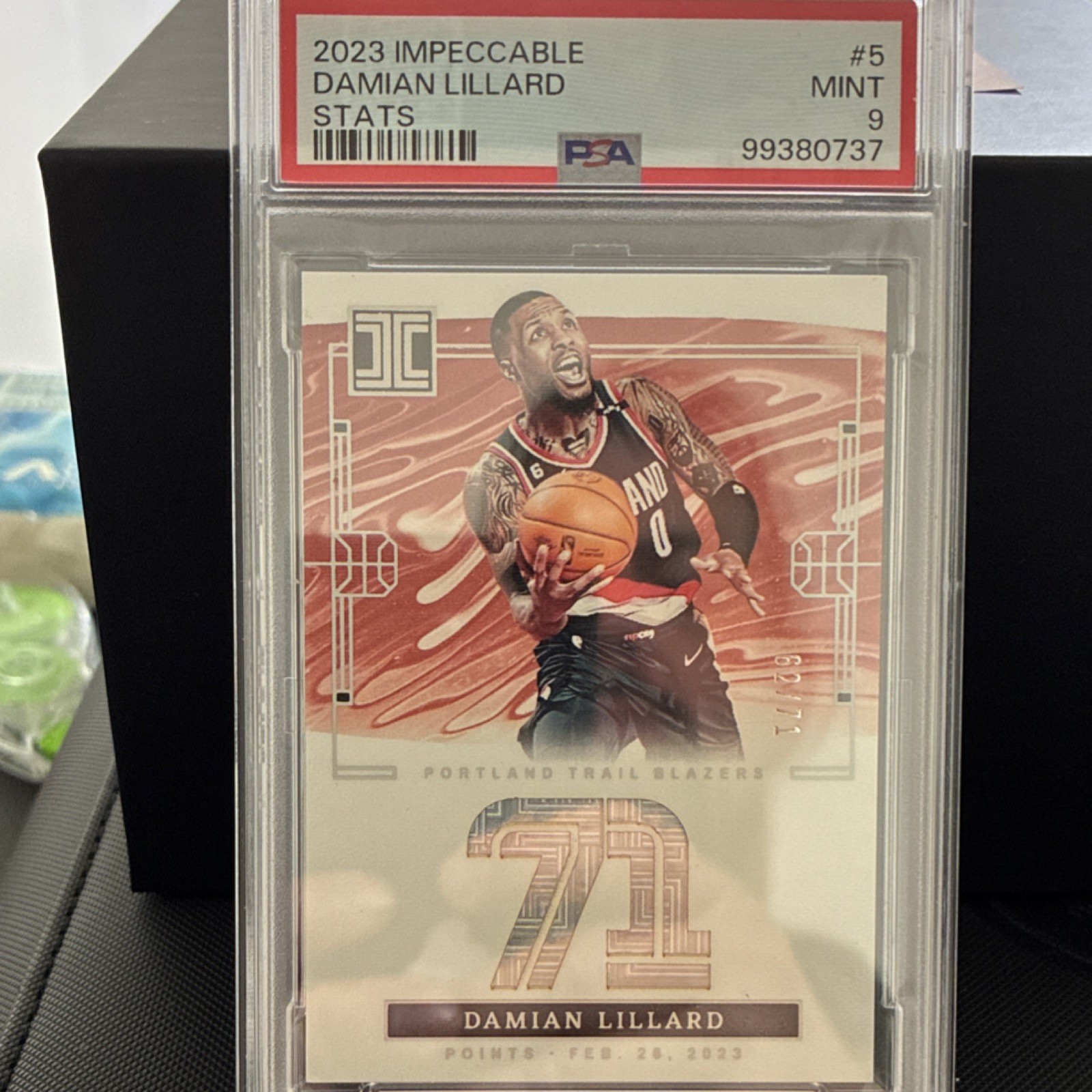 Panini Impeccable Stats Damian Lillard #5 Serial Numbered /71 Trail Blazers