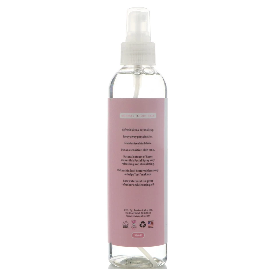 Spray facial de agua de rosas Reviva Labs 8 oz 236 ml sin crueldad, no probado Foto 3 de 3