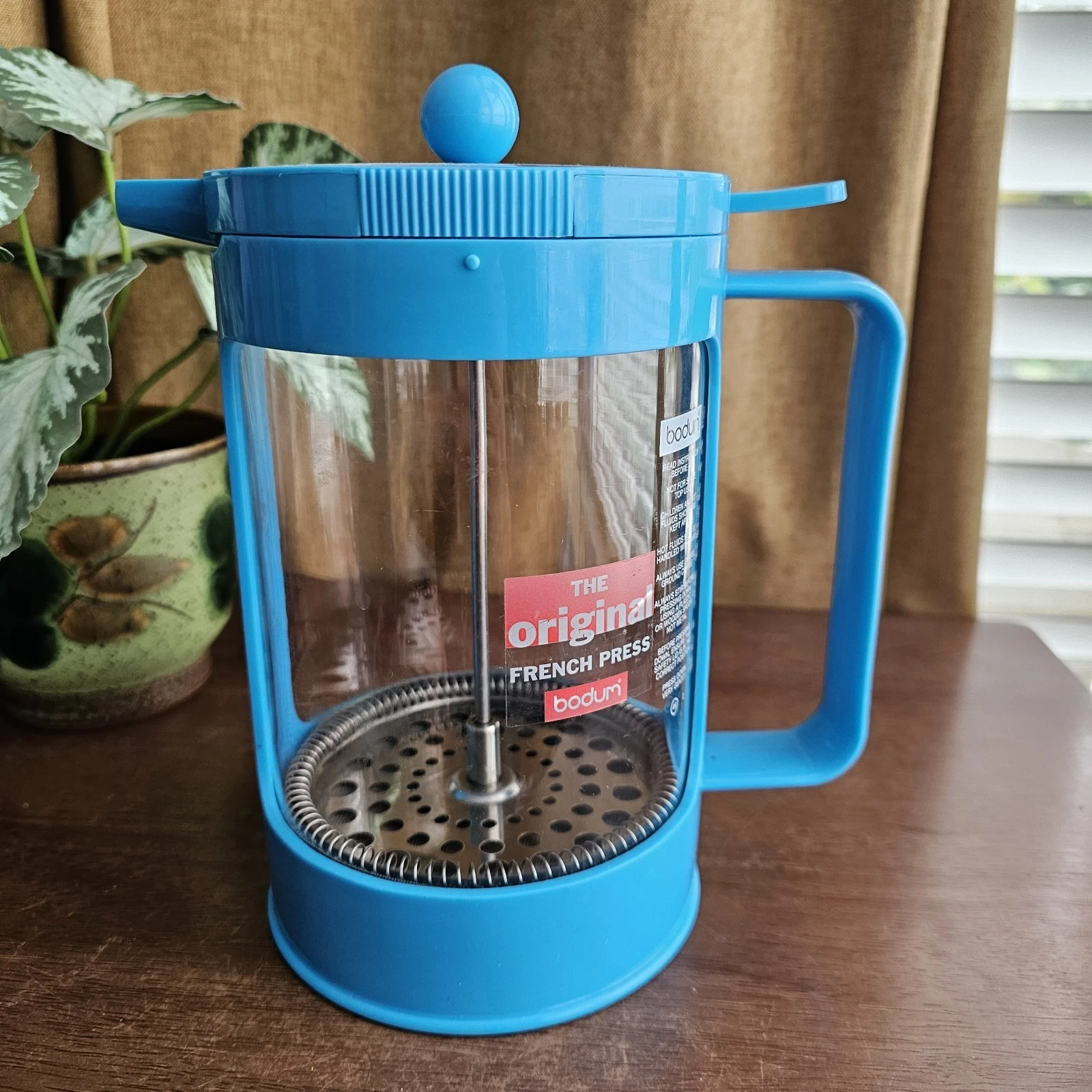 Large Bodum French Press Coffee Cafetiere Coffee Maker Rare Blue Colourway