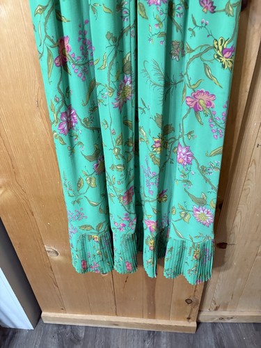 Anthropologie Green and Pink Floral Ruffled Pleat Wrap Style Dress size 10 - Picture 19 of 24