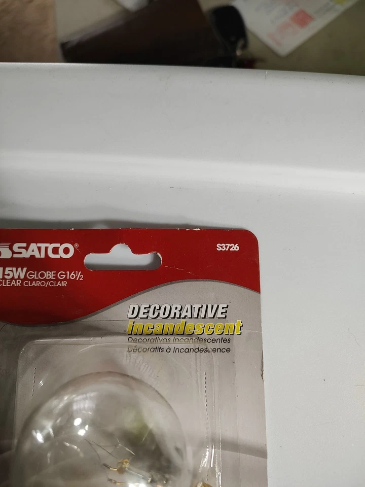 Satco S3726 120V Candelabra Base 15-Watt G16.5 Light Bulb, Clear - Image 4 of 4