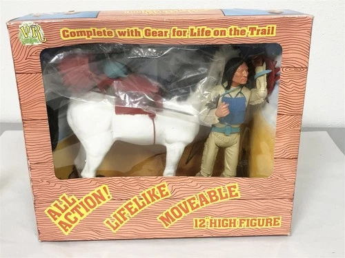 RE MAKE MARX JOHNNY CHIEF CHEROKEE & THUNDERBOLT HORSE IN RARE BOX LOT #63