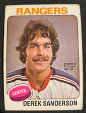Derek SANDERSON 1975-76 O-Pee-Chee Hockey CREASED #73 New York Rangers