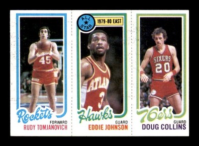 1980 Topps #32 Rudy Tomjanovich/E Johnson/D Collins 111/13/179 NM/NM+ X3555960