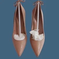 Stuart Weitzman Peekamids Bambina Nappa Leather Pointed Toe Heels M6.5 Nude