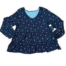 NWT Torrid Long Sleeve Tiered Shirt SZ 2 Vintage Slub Dark Romantic Goth Emu