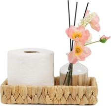 Bathroom Tray Counter, 10 Inch Water Hyacinth Bathroom Basket, Toilet