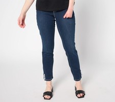 Belle by Kim Gravel Regular TripleLuxe Denim Horn Button Jeans Cerulean 12 New