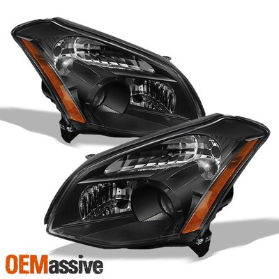 Fits 07-08 Maxima Sedan Replacement Black Projector Headlights lamps Left+Right