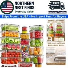 40 Pieces Food Storage Containers Set with Snap Lids 20 Lids + 20 Containers,...