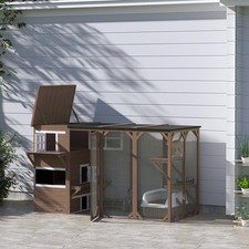 Catio Outdoor Cat Enclosure, Large Cat House for 3 Kitties, Brown