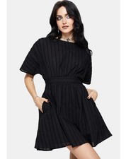 NWT Disturbia Blythe Cotton Tie Back Mini Dress Black Short Sleeve Size US 10