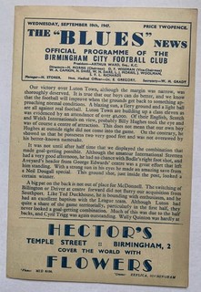 Birmingham City v Newcastle United 10th September 1947