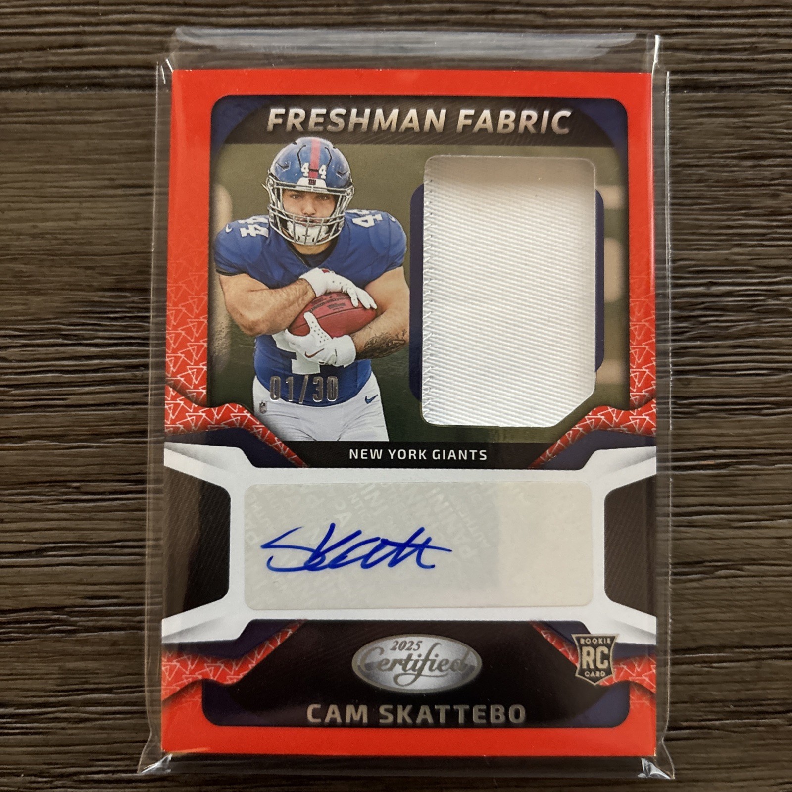 2025 Certified Cam Skattebo Auto Freshman Fabric Orange Etch 1/30 First on Print