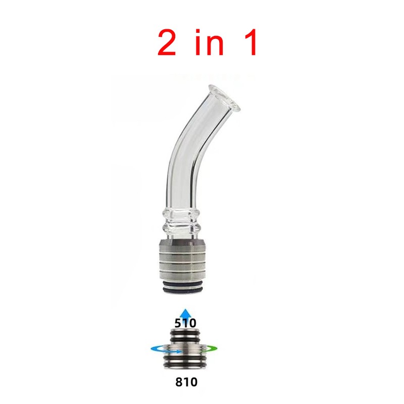 2-in-1 Nozzle 810 Drip Tip Extended Straight Tube Glass Nozzle 510 810