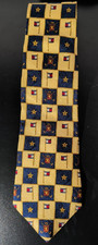 Vintage Tommy Hilfiger Tie Men's Yellow Navy Blue 100 Silk Golf Crest Made USA
