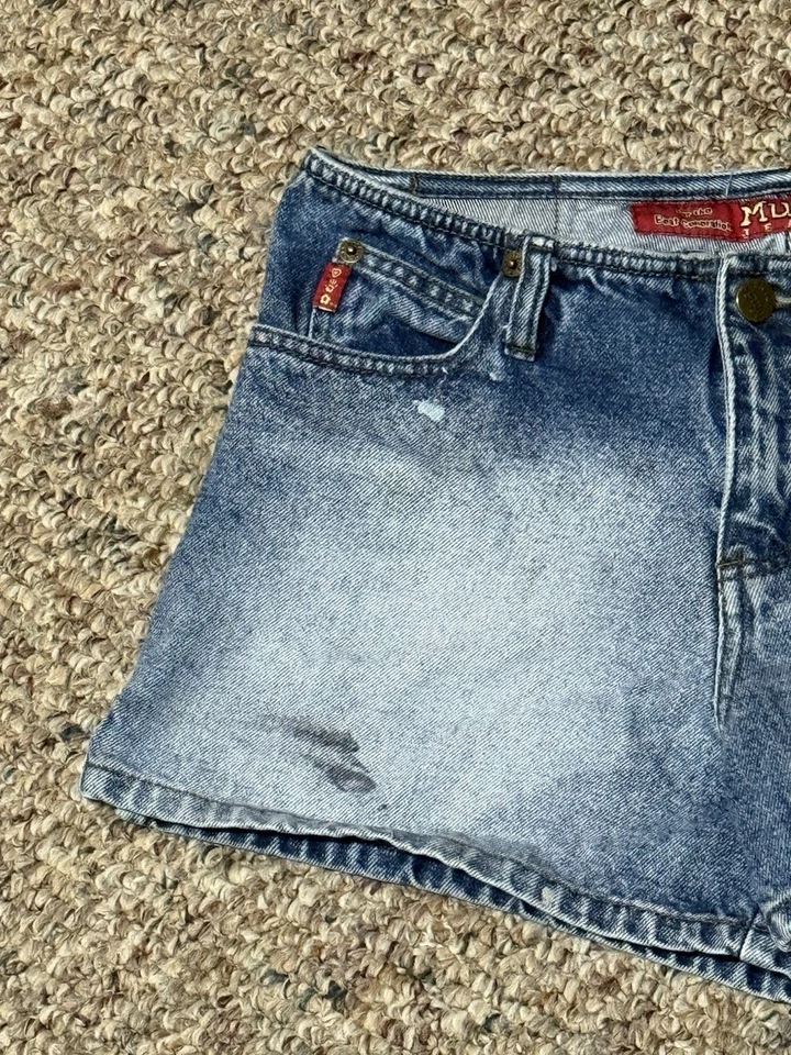 ВИНТАЖНЫЙ грязи отрезать джинсовой ткани джинсы шорты синий взрослый размер 5 женщин Y2K - Изображение 2 из 4