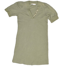 Loft Women's Shift Dress V Neck Short Sleeve Solid Cotton Blend Green Size XS