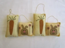 EasterBUNNY Rabbit & CARROT pillow Ornaments / Bowl Fillers 4pc NEW Collins