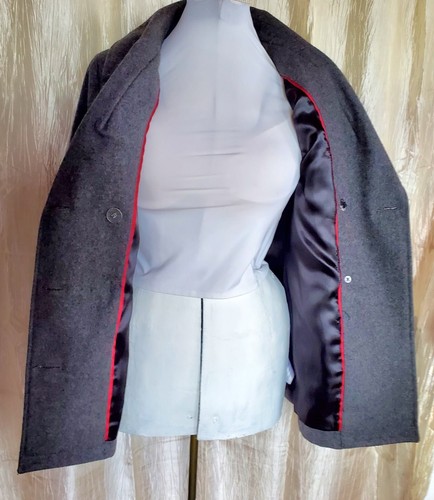 Gray Wool Blend Peacoat Nautical Double Breasted Fitted Jacket Merona Sz M - Picture 6 of 6
