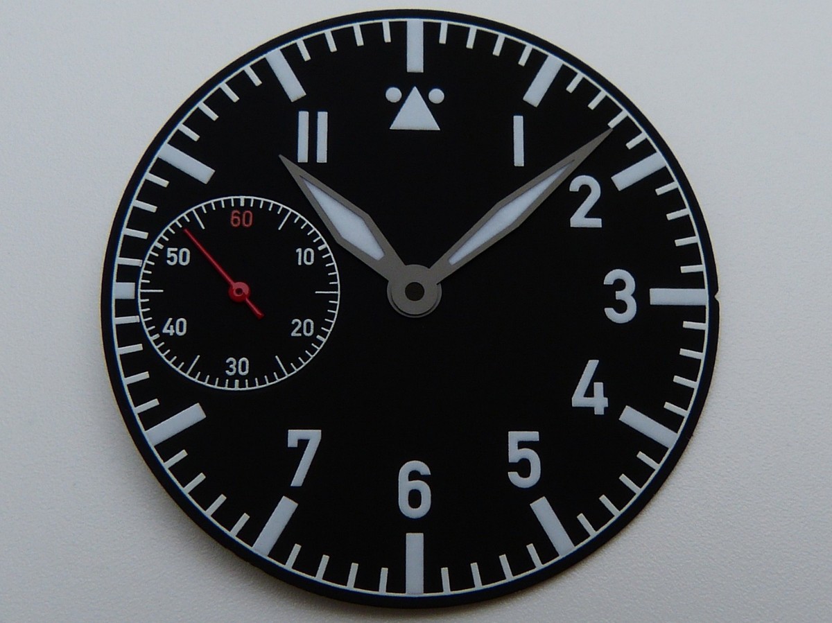 Cadran Flieger Type B Pour Mouvement NH35 / SEIKO - 36.4mm Avec Aiguilles Bleuies à La Flamme - Neuf